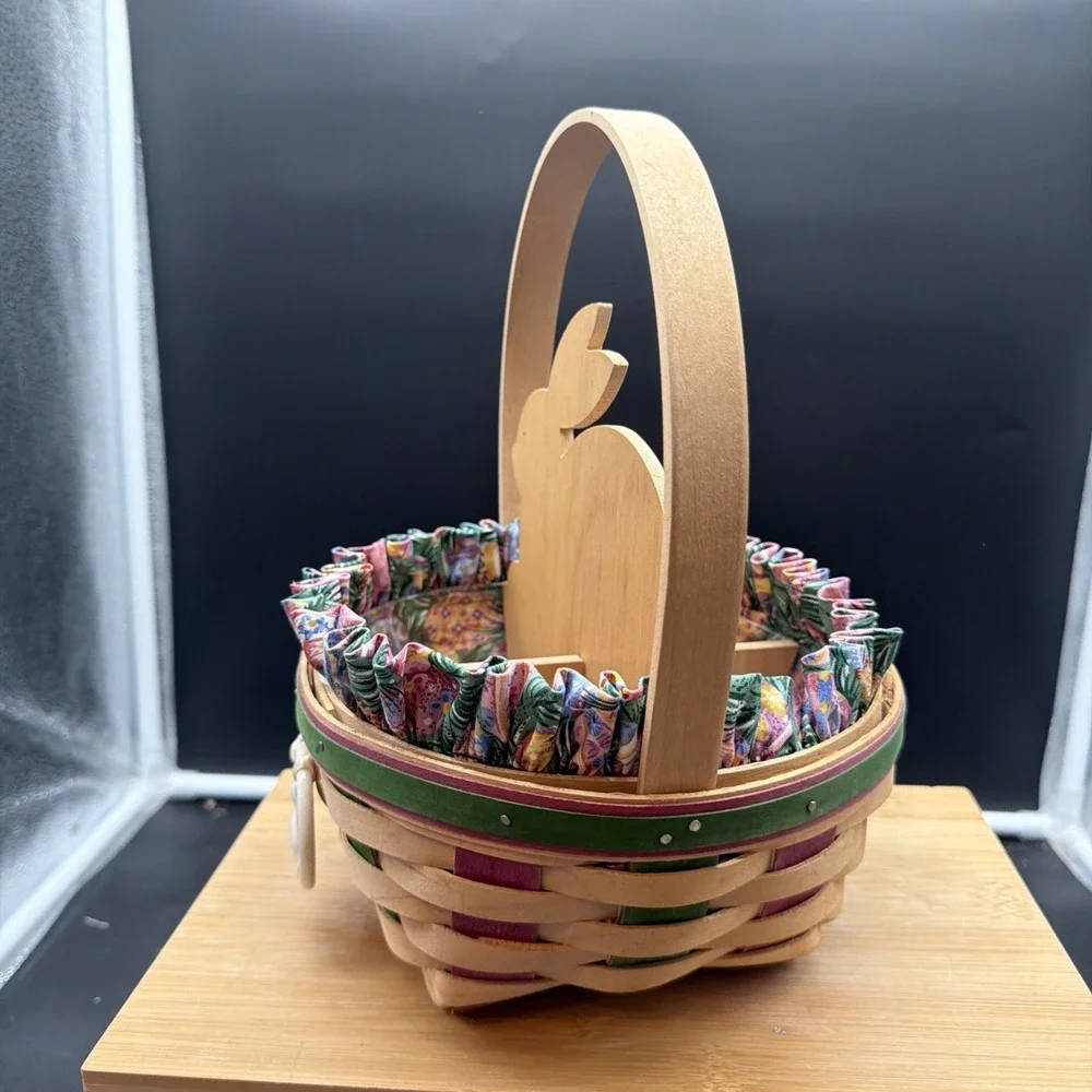 Longaberger Easter Basket 1999 Bunny Rabbit Divider Liner Protector Tie On